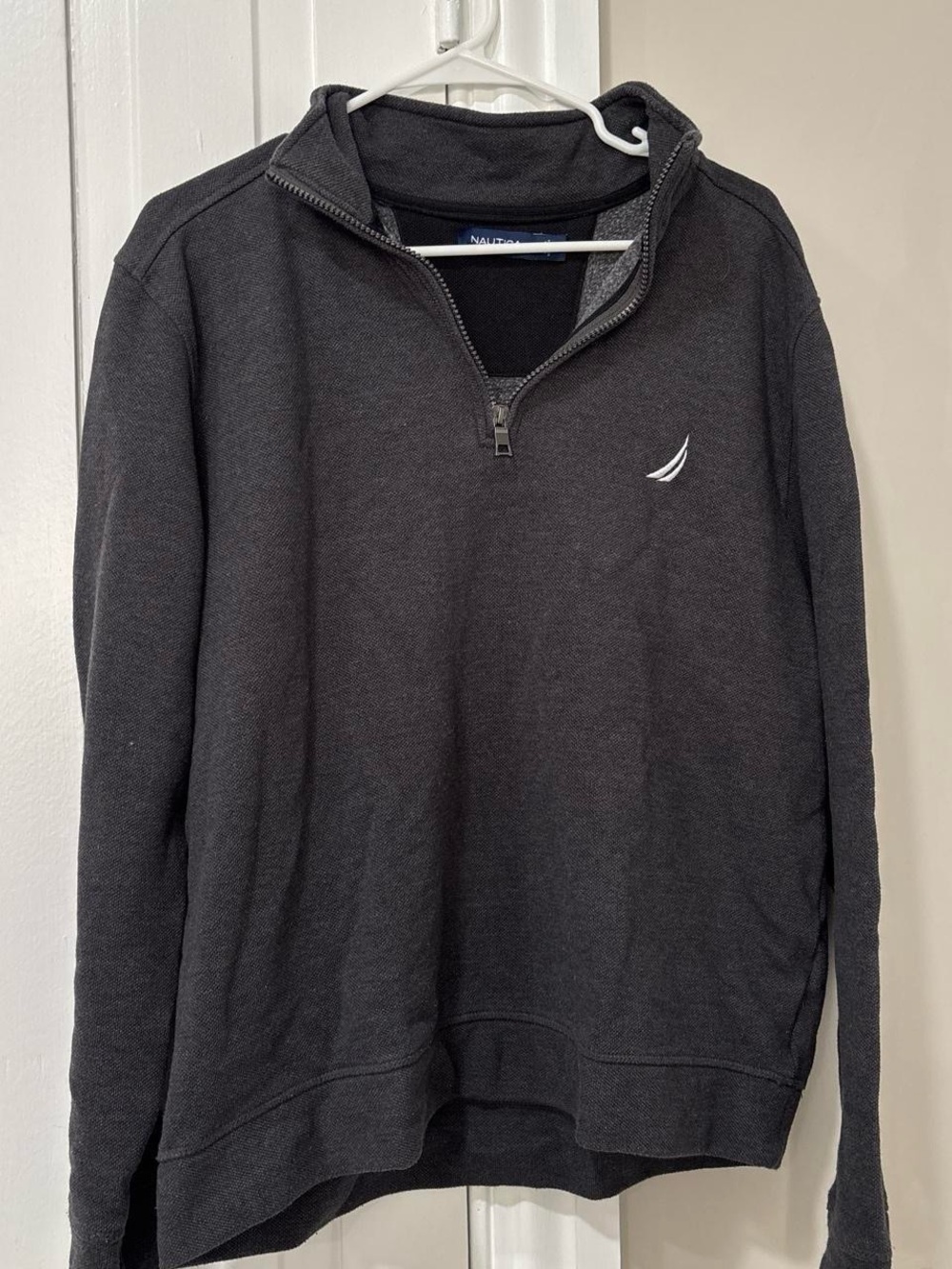 Nautica Men's Dark Charcoal Half-Zip Pullover with Embroidered Logo